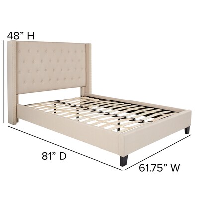 Flash Furniture Riverdale Tufted Platform Bed in Beige Fabric with 10" Pocket Spring Mattress, Full (HGBM1034)