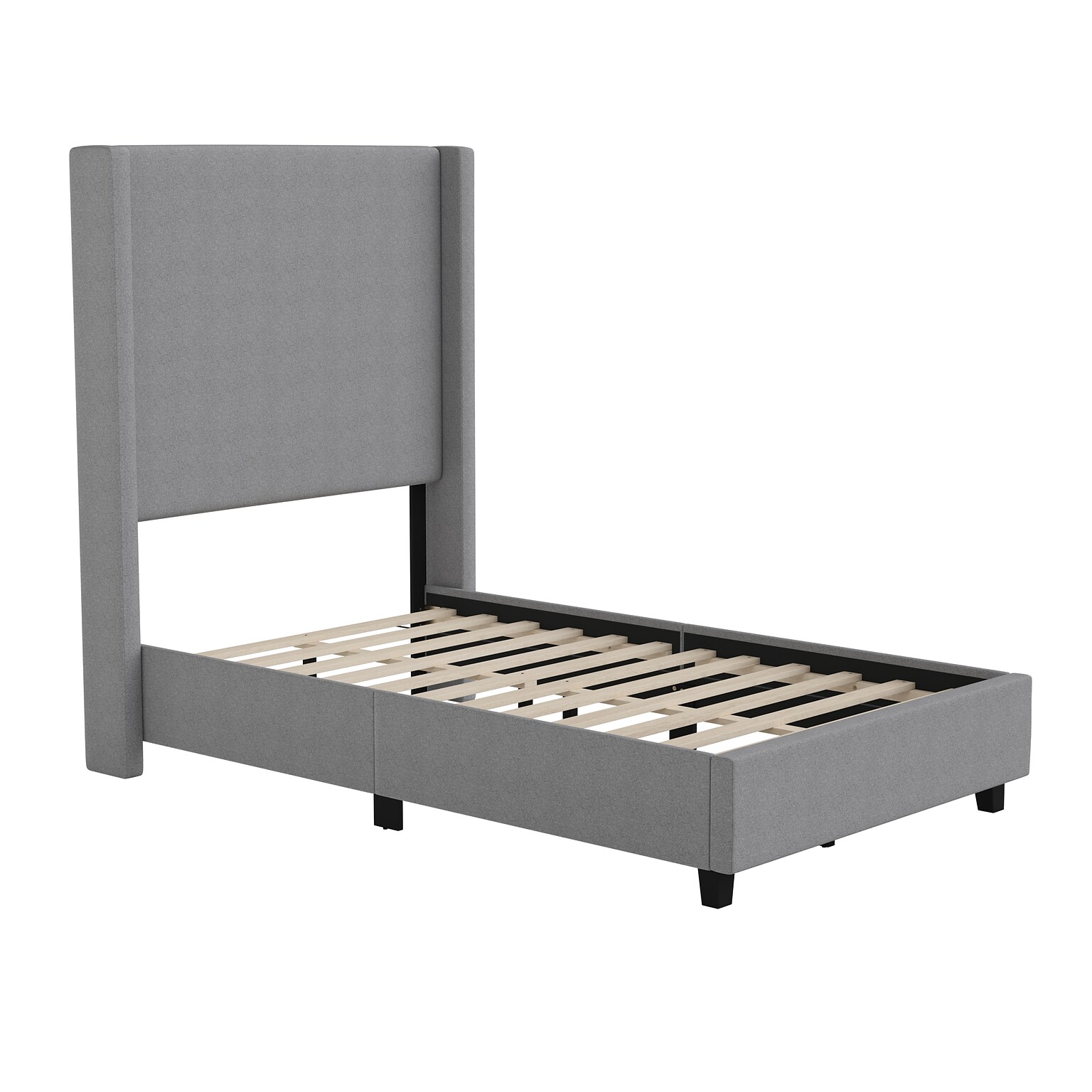 Flash Furniture Quinn Gray Upholstered Platform Bed with Headboard, Twin (YK1077GYT)