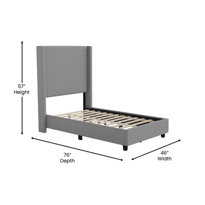 Flash Furniture Quinn Gray Upholstered Platform Bed with Headboard, Twin (YK1077GYT)
