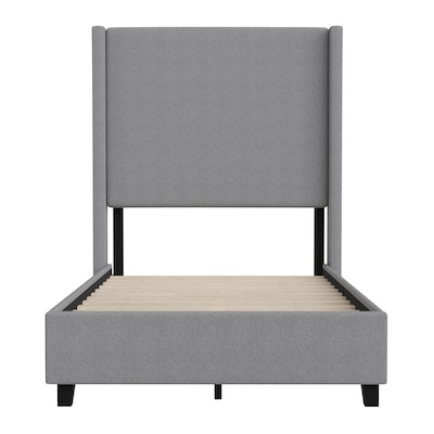 Flash Furniture Quinn Gray Upholstered Platform Bed with Headboard, Twin (YK1077GYT)