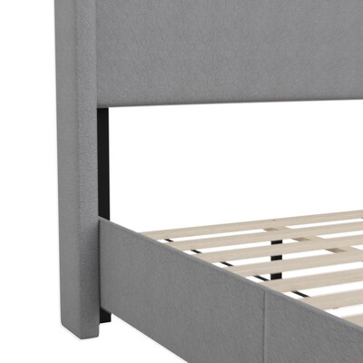 Flash Furniture Quinn Gray Upholstered Platform Bed with Headboard, Twin (YK1077GYT)