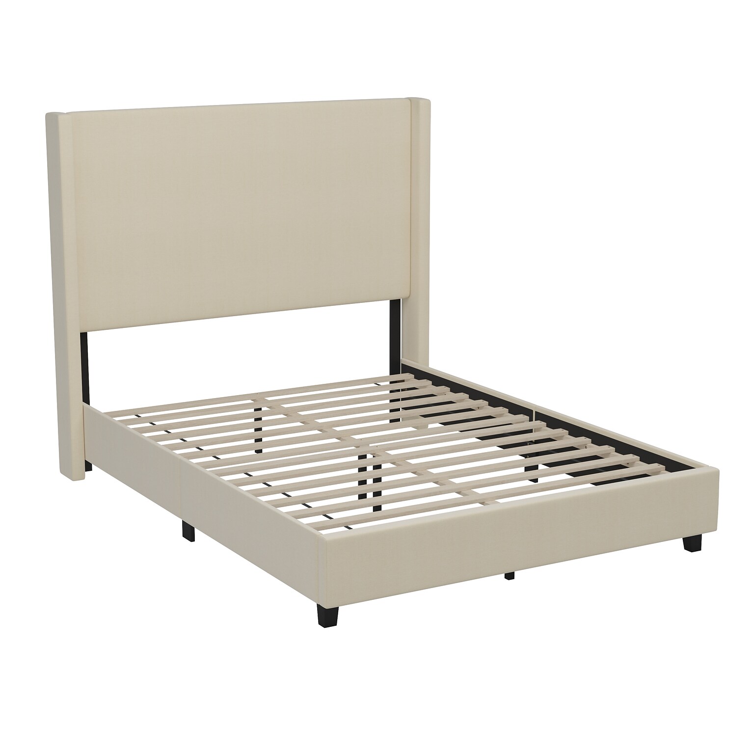 Flash Furniture Quinn Beige Upholstered Platform Bed with Headboard, Queen (YK1077BEIGEQ)
