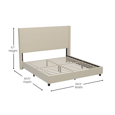 Flash Furniture Quinn Beige Upholstered Platform Bed with Headboard, Queen (YK1077BEIGEQ)