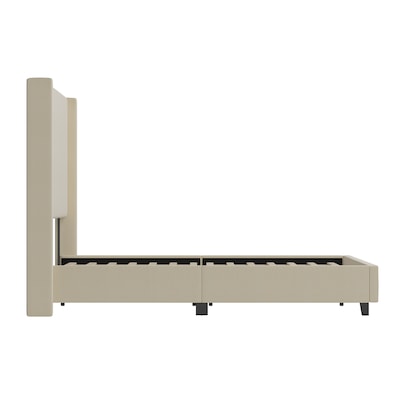 Flash Furniture Quinn Beige Upholstered Platform Bed with Headboard, Queen (YK1077BEIGEQ)