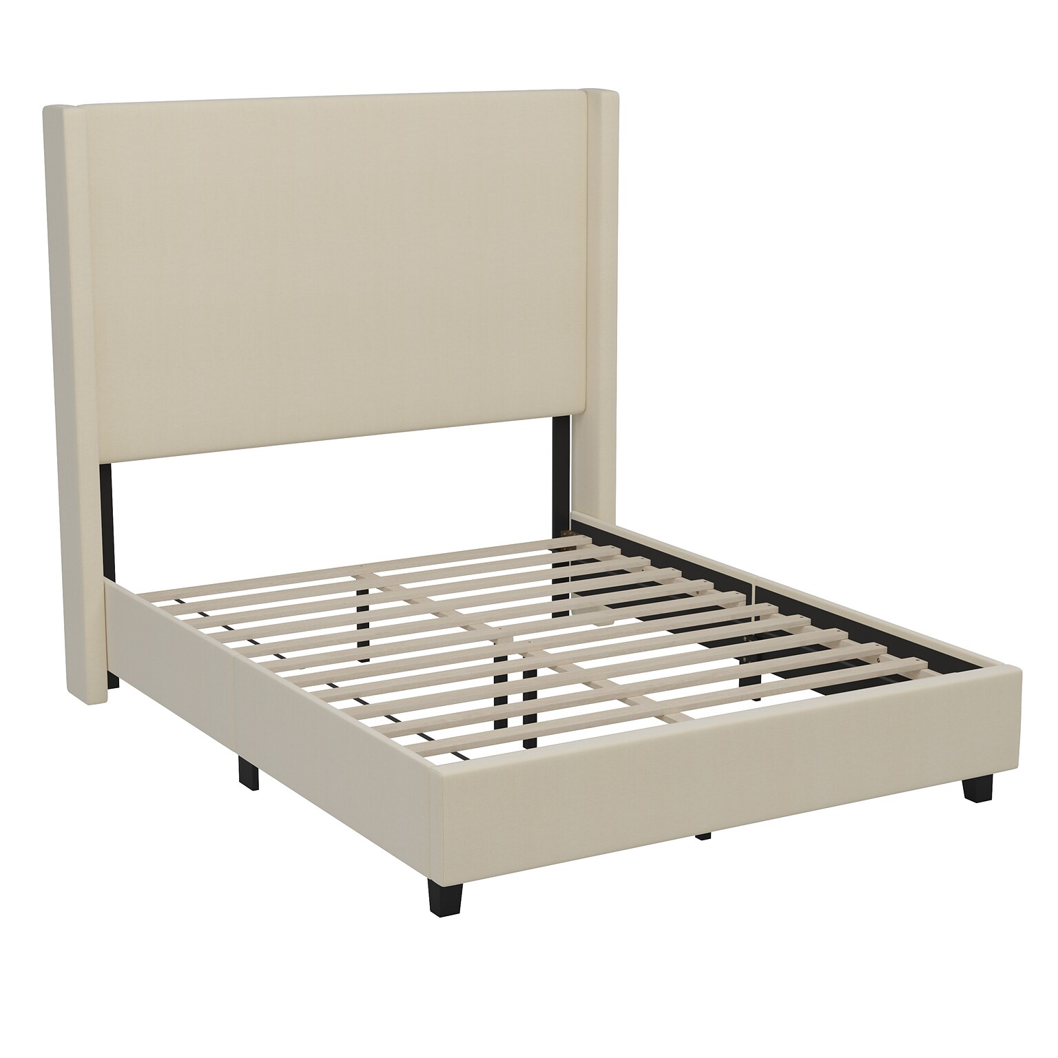 Flash Furniture Quinn Beige Upholstered Platform Bed with Headboard, Full (YK1077BEIGEF)