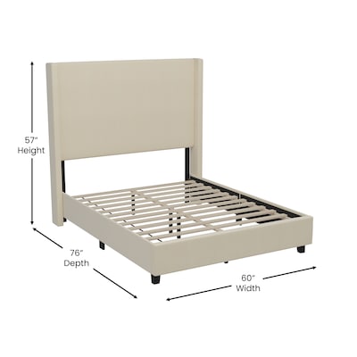 Flash Furniture Quinn Beige Upholstered Platform Bed with Headboard, Full (YK1077BEIGEF)