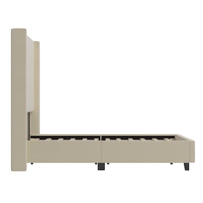 Flash Furniture Quinn Beige Upholstered Platform Bed with Headboard, Full (YK1077BEIGEF)