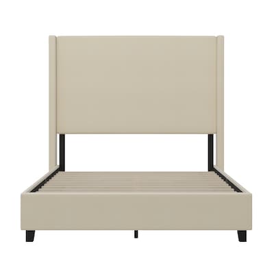 Flash Furniture Quinn Beige Upholstered Platform Bed with Headboard, Full (YK1077BEIGEF)