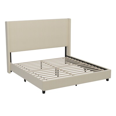 Flash Furniture Quinn Beige Upholstered Platform Bed with Headboard, King (YK1077BEIGEK)