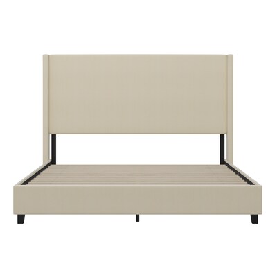 Flash Furniture Quinn Beige Upholstered Platform Bed with Headboard, King (YK1077BEIGEK)