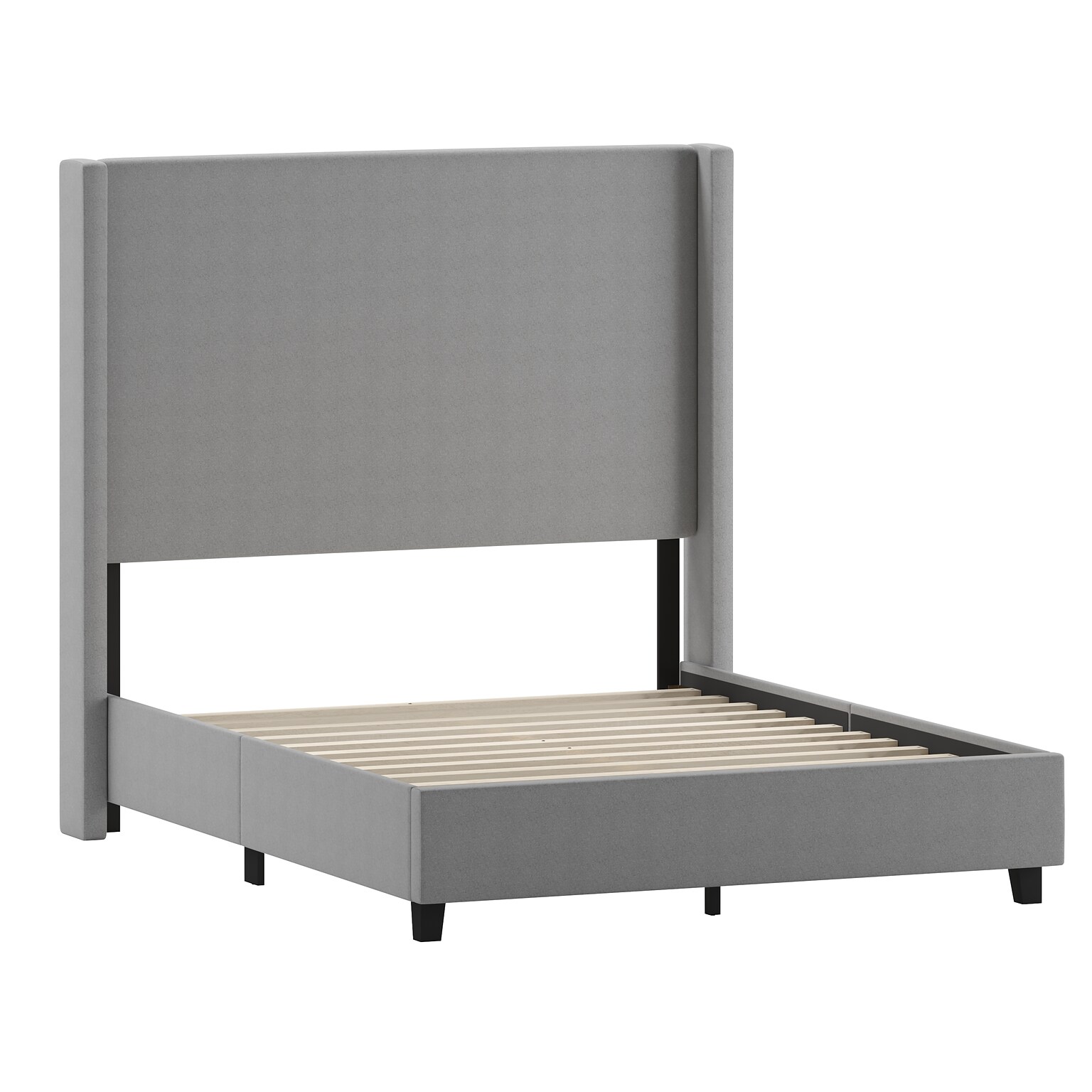 Flash Furniture Quinn Gray Upholstered Platform Bed with Headboard, Full (YK1077GYF)