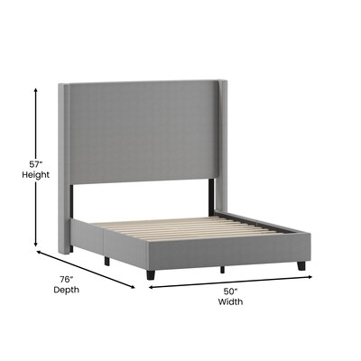 Flash Furniture Quinn Gray Upholstered Platform Bed with Headboard, Full (YK1077GYF)