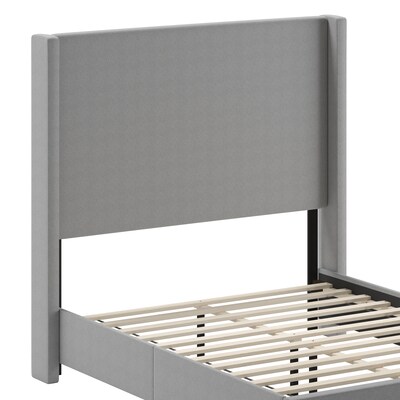 Flash Furniture Quinn Gray Upholstered Platform Bed with Headboard, Full (YK1077GYF)