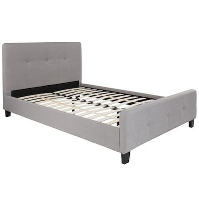 Flash Furniture Tribeca Light Gray Tufted Platform Bed with 10" Pocket Spring Mattress, Full (HGBM1026)