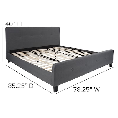Flash Furniture Tribeca Dark Gray Tufted Platform Bed with 10" Pocket Spring Mattress, King (HGBM1032)
