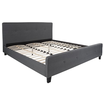 Flash Furniture Tribeca Dark Gray Tufted Platform Bed with 10" Pocket Spring Mattress, King (HGBM1032)