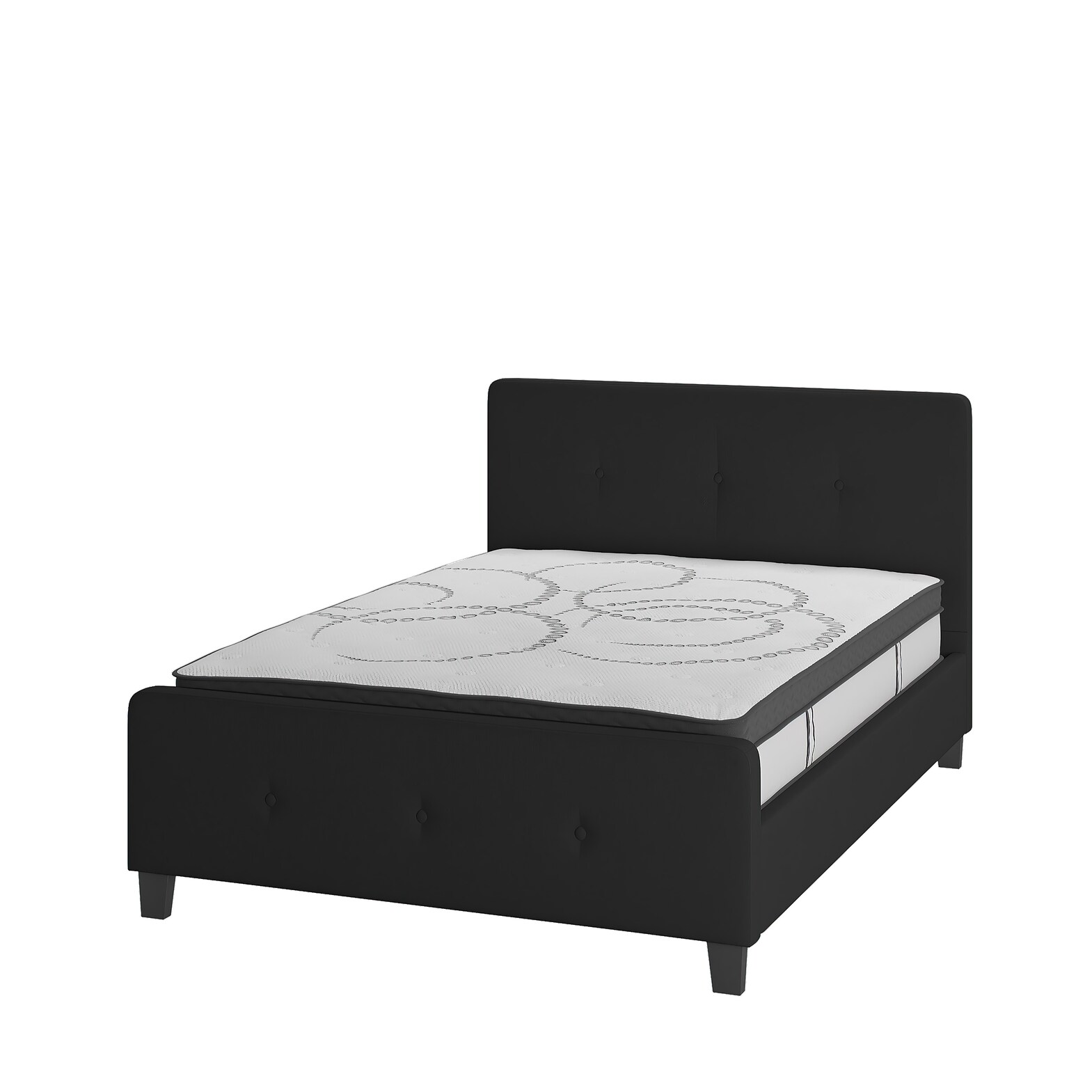 Flash Furniture Tribeca Black Tufted Platform Bed with 10 Pocket Spring Mattress, Full (HGBM1022)