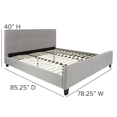 Flash Furniture Tribeca Light Gray Tufted Platform Bed with 10" Pocket Spring Mattress, King (HGBM1028)