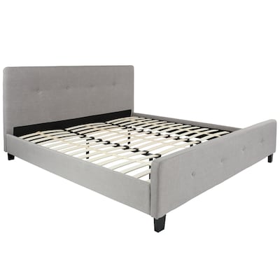 Flash Furniture Tribeca Light Gray Tufted Platform Bed with 10" Pocket Spring Mattress, King (HGBM1028)