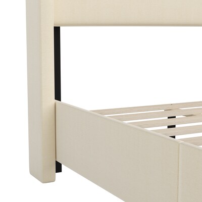 Flash Furniture Quinn Beige Upholstered Platform Bed with Headboard, Twin (YK1077BEIGET)