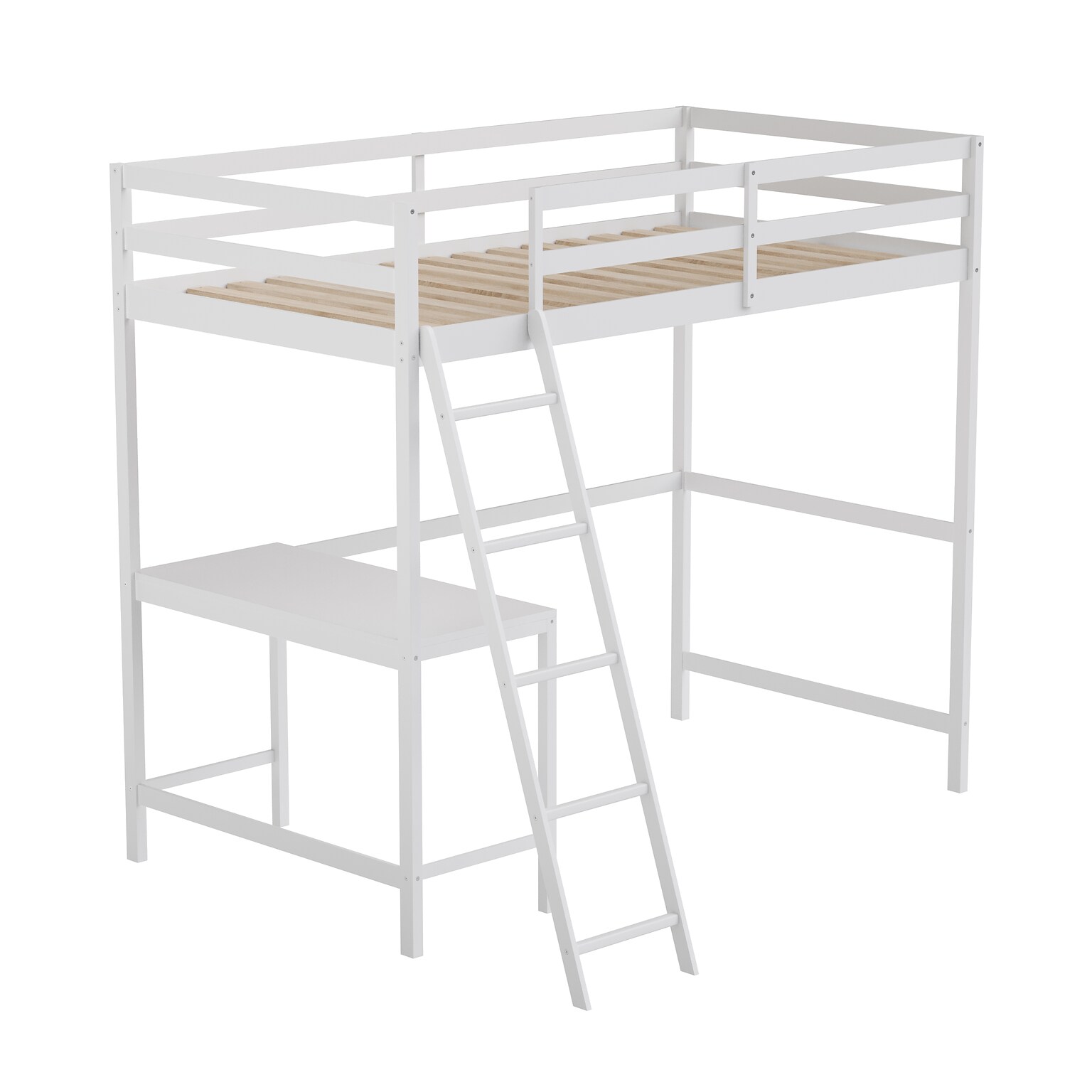 Flash Furniture Riley Loft Bed Frame with Desk, Twin (MHLBD5WHT)