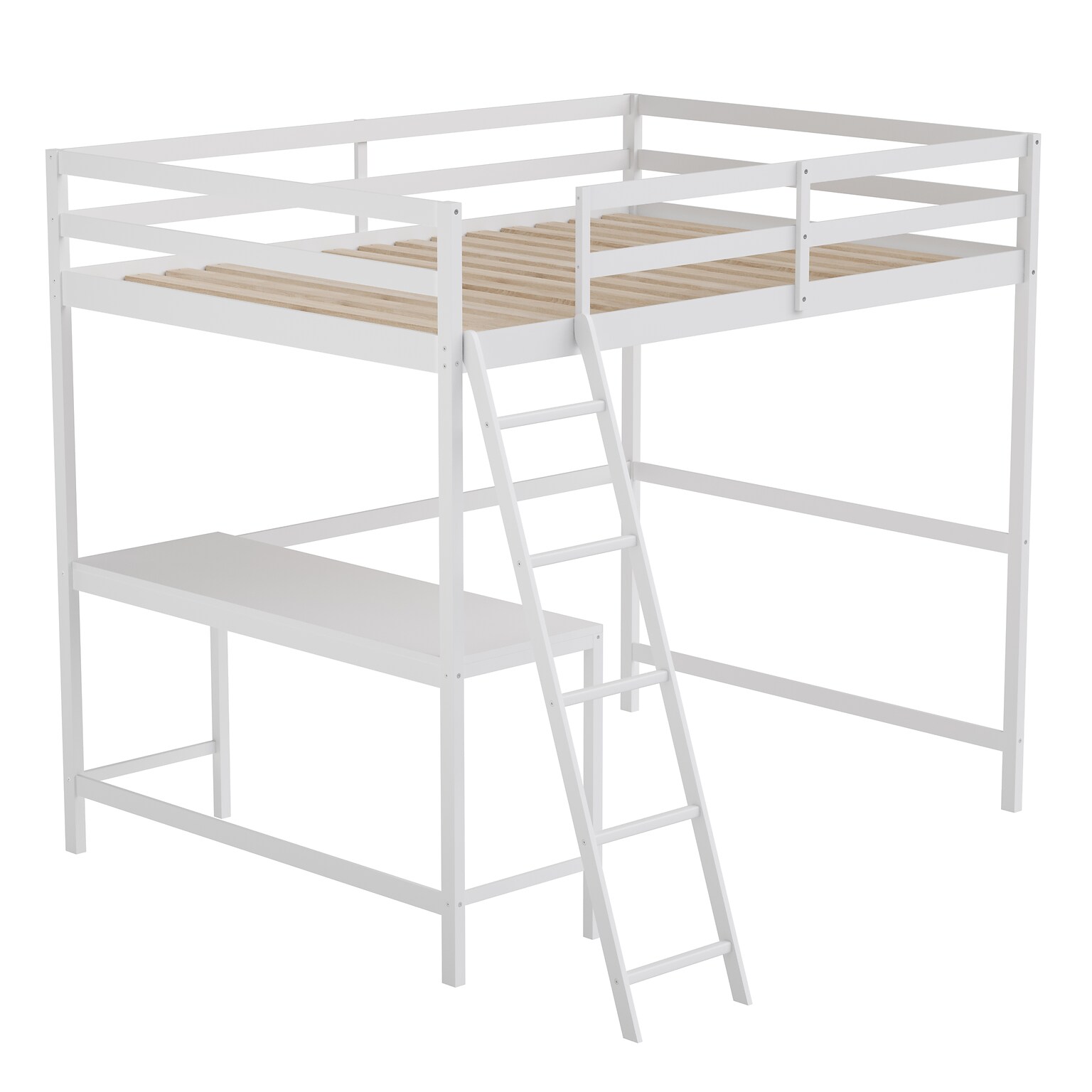 Flash Furniture Riley Loft Bed Frame with Desk, Full (MHLBD5WHF)
