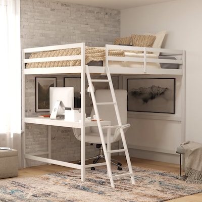 Flash Furniture Riley Loft Bed Frame with Desk, Full (MHLBD5WHF)