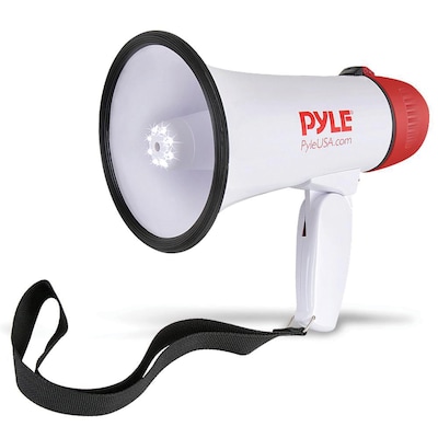 Pyle PMP37LED Mini Compact Megaphone, 30-Watt, White