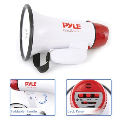 Pyle PMP37LED Mini Compact Megaphone, 30-Watt, White