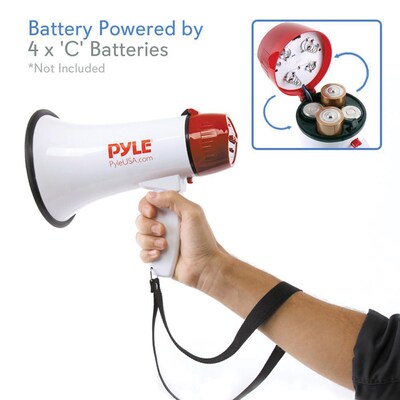 Pyle PMP37LED Mini Compact Megaphone, 30-Watt, White