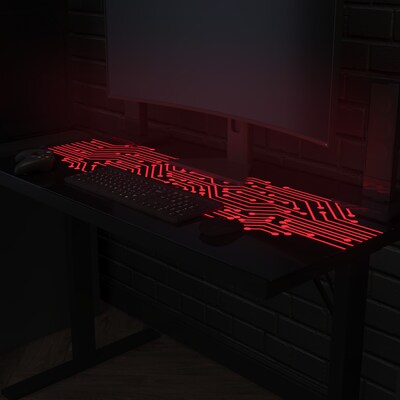 Flash Furniture Shan 43" Steel and Tempered Glass Gaming Desk with LED Lights, Black (NANJNGT2842)