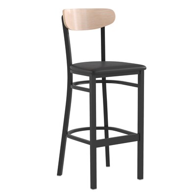 Flash Furniture Wright Transitional Steel Boomerang Back Barstool, Black/Natural Birch (XUDG6V6BVNAT)
