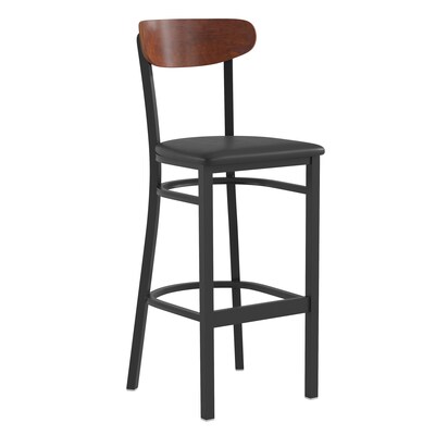Flash Furniture Wright Transitional Steel Boomerang Back Barstool, Black/Walnut (XUDG6V6BVWAL)