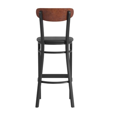 Flash Furniture Wright Transitional Steel Boomerang Back Barstool, Black/Walnut (XUDG6V6BVWAL)