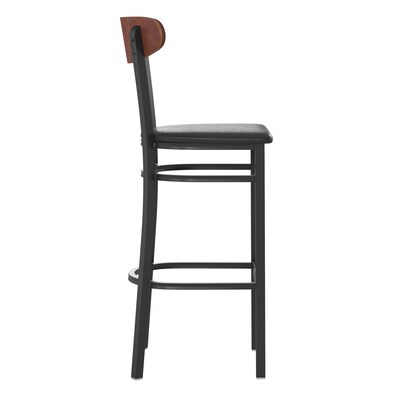 Flash Furniture Wright Transitional Steel Boomerang Back Barstool, Black/Walnut (XUDG6V6BVWAL)