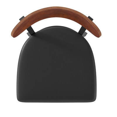 Flash Furniture Wright Transitional Steel Boomerang Back Barstool, Black/Walnut (XUDG6V6BVWAL)