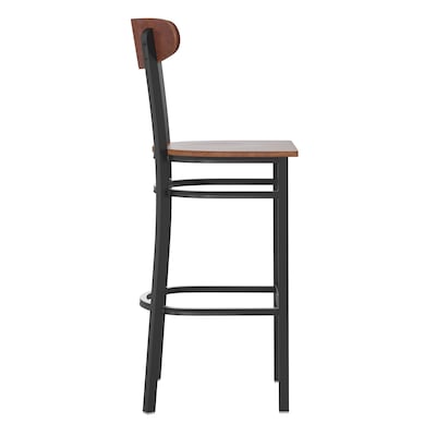 Flash Furniture Wright Transitional Metal Boomerang Back Commercial Barstools, Black/Walnut, 2-Pieces/Pack (2XUDG6V6BWAL)