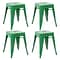 Flash Furniture Kai Industrial Iron Table Height Stackable Restaurant Stool without Back, Green, 4-P