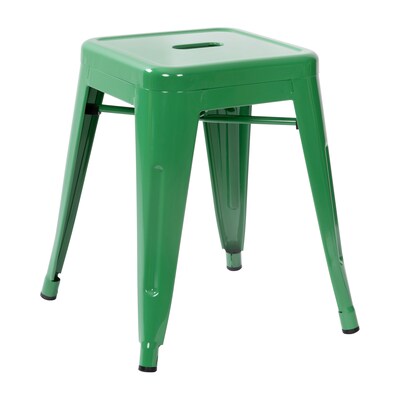 Flash Furniture Kai Industrial Iron Table Height Stackable Restaurant Stool without Back, Green, 4-Pieces/Pack (ETBT350318GN)