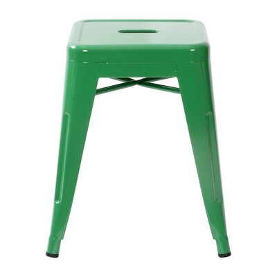 Flash Furniture Kai Industrial Iron Table Height Stackable Restaurant Stool without Back, Green, 4-Pieces/Pack (ETBT350318GN)