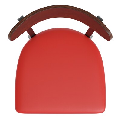 Flash Furniture Wright Transitional Steel Boomerang Back Barstool, Black/Walnut/Red (XUDG6V6RDVWAL)