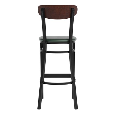 Flash Furniture Wright Transitional Steel Boomerang Back Barstool, Black/Walnut/Green (XUDG6V6GNVWAL)