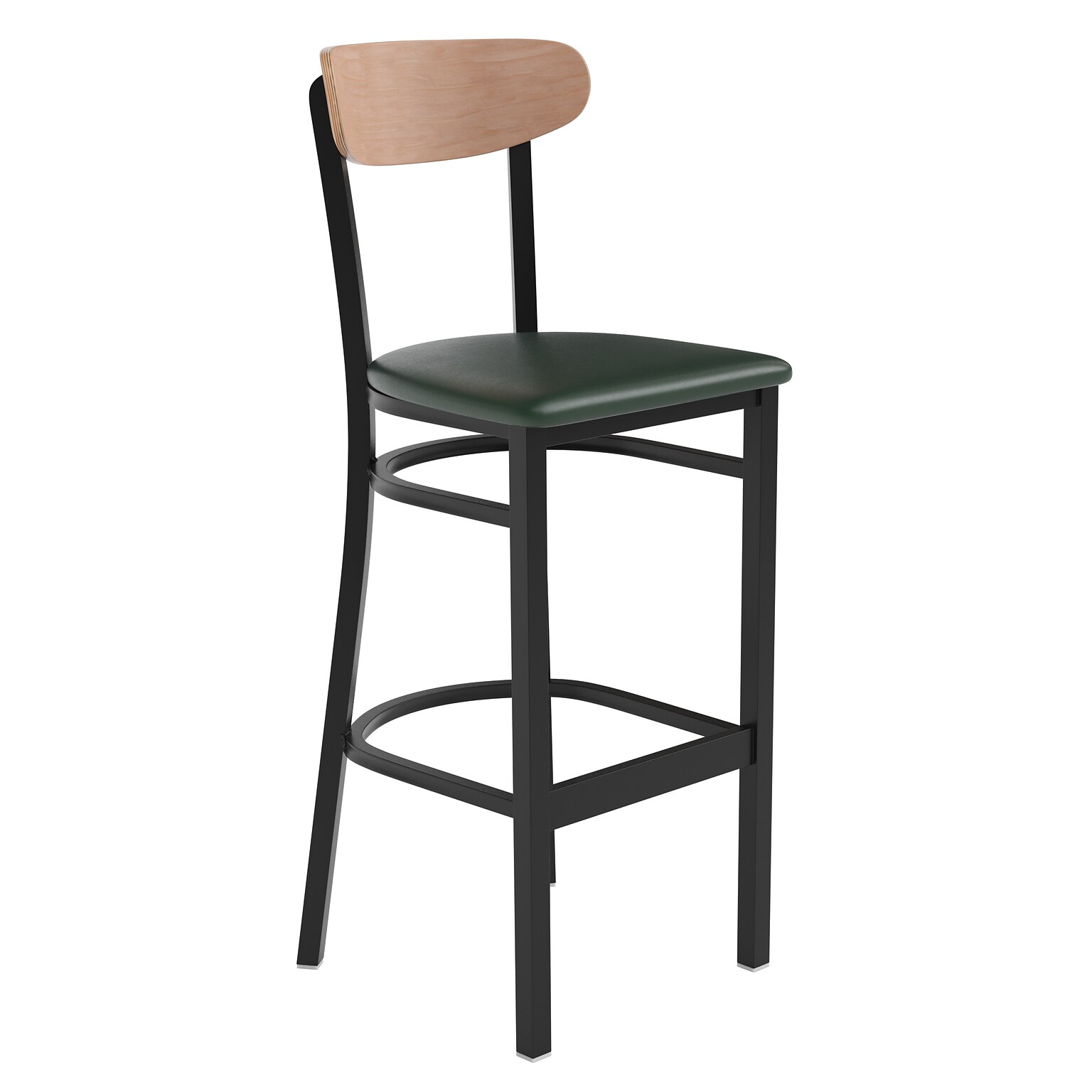 Flash Furniture Wright Transitional Steel Boomerang Back Barstool, Black/Natural Birch/Green (XUDG6V6GNVNAT)