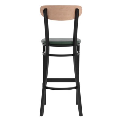 Flash Furniture Wright Transitional Steel Boomerang Back Barstool, Black/Natural Birch/Green (XUDG6V6GNVNAT)