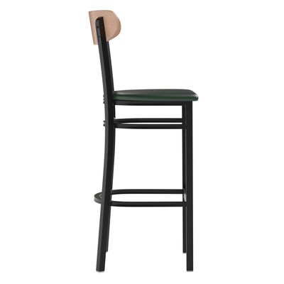 Flash Furniture Wright Transitional Steel Boomerang Back Barstool, Black/Natural Birch/Green (XUDG6V6GNVNAT)