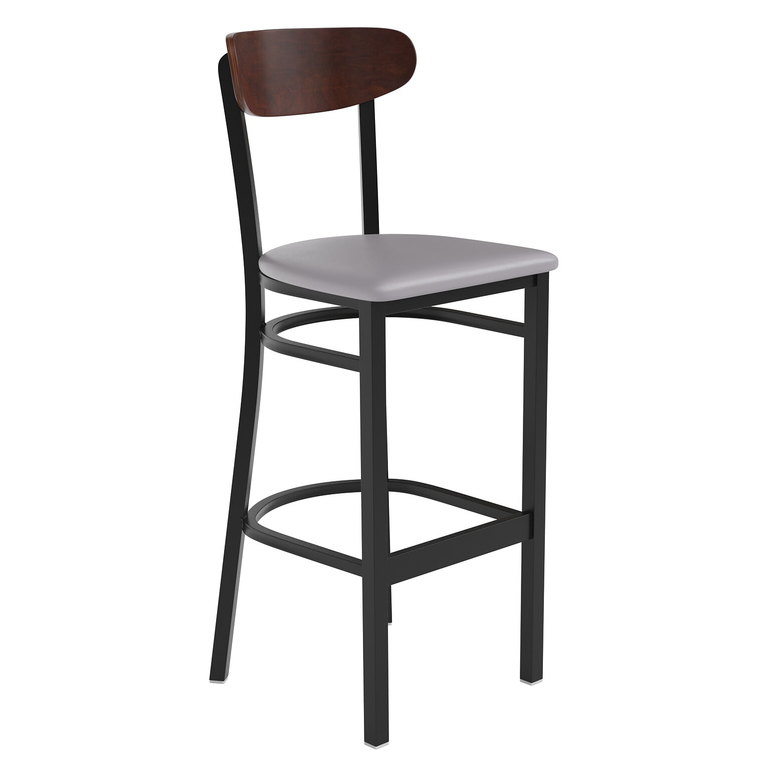 Flash Furniture Wright Transitional Steel Boomerang Back Barstool, Black/Walnut/Gray (XUDG6V6GYVWAL)