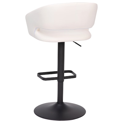 Flash Furniture Erik Contemporary Vinyl Barstool with Rounded Mid-Back, White with Black Base (CH122070WHBK)