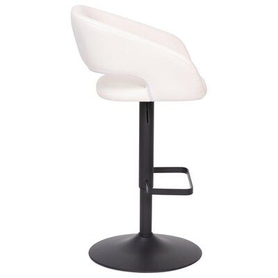 Flash Furniture Erik Contemporary Vinyl Barstool with Rounded Mid-Back, White with Black Base (CH122070WHBK)