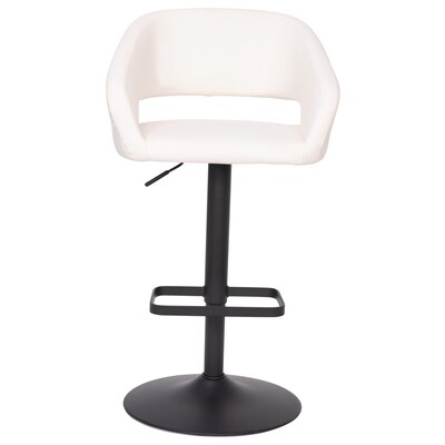 Flash Furniture Erik Contemporary Vinyl Barstool with Rounded Mid-Back, White with Black Base (CH122070WHBK)