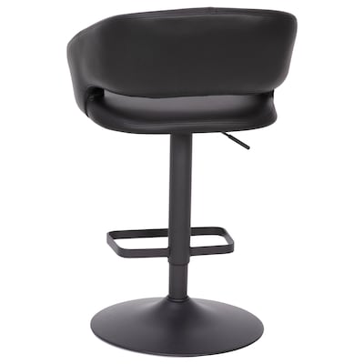 Flash Furniture Erik Contemporary Vinyl Barstool with Rounded Mid-Back, Black with Black Base (CH122070BKBK)